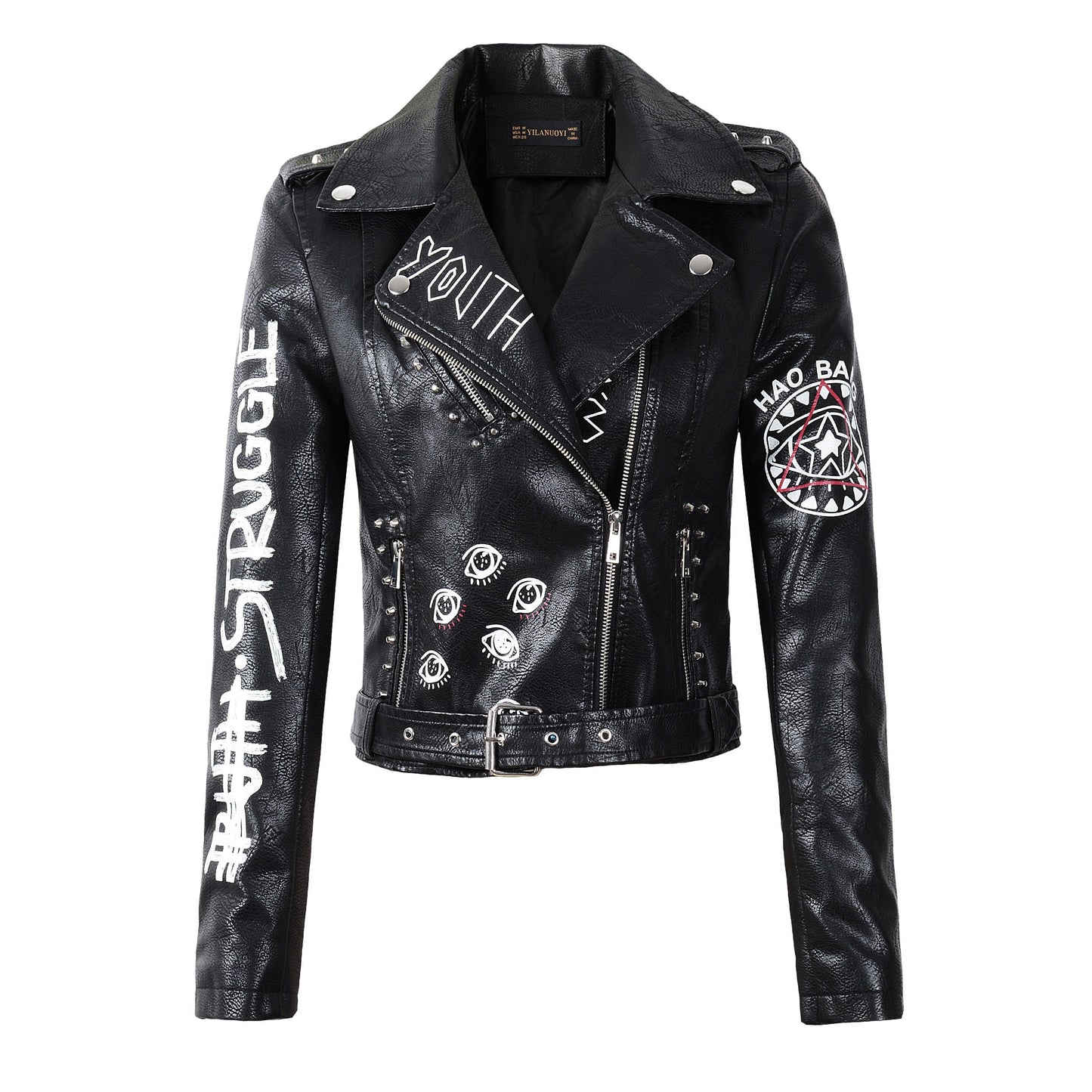 Rocker Girl Outfit / Faux Soft Leather Motorcycle Jacket