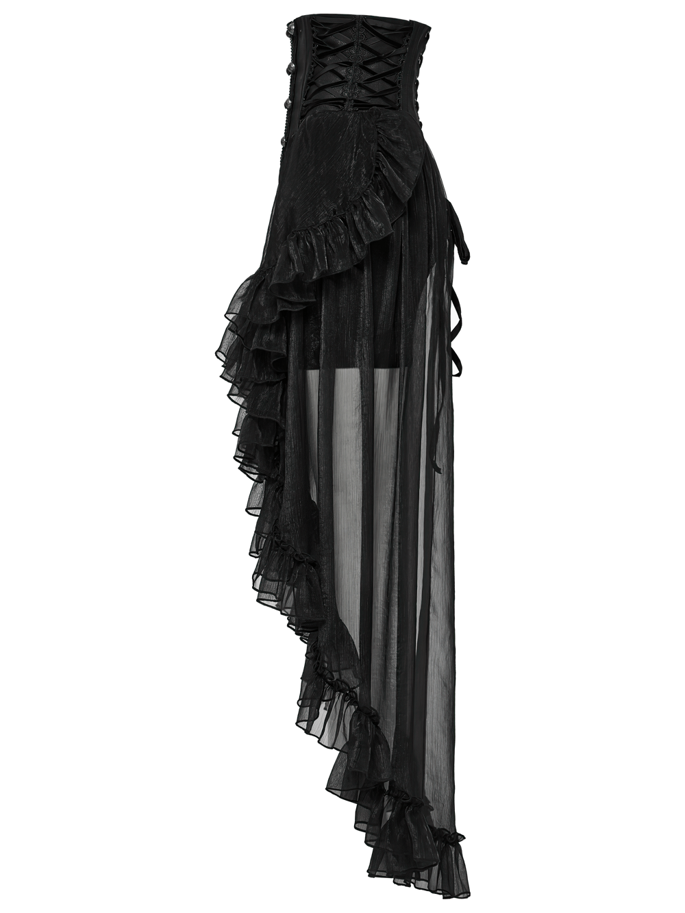 Romantic High Waist Gothic Mesh Skirt with Ruffle Layers