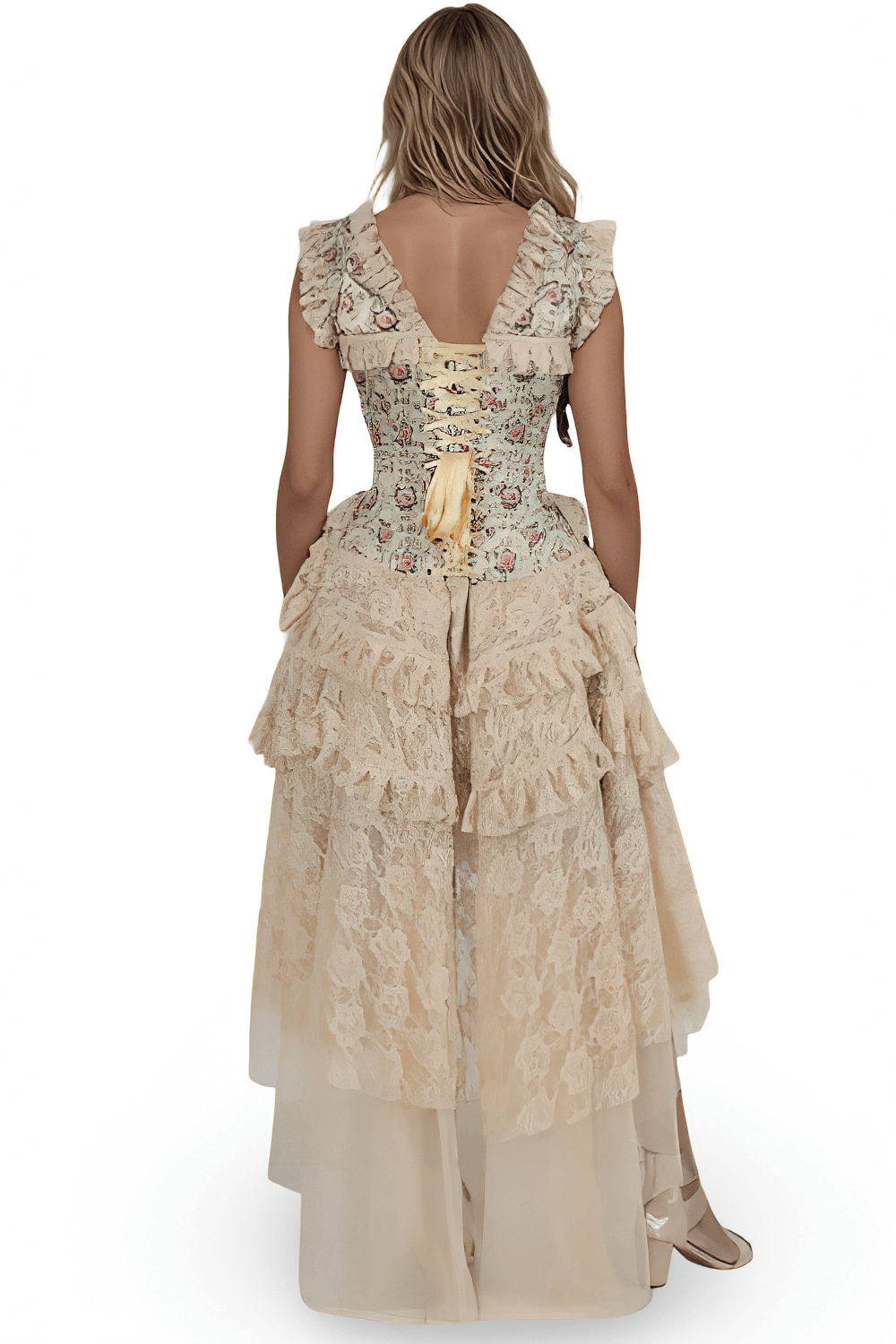 Romantic Rococo Overbust Corset Dress with Lace Skirt