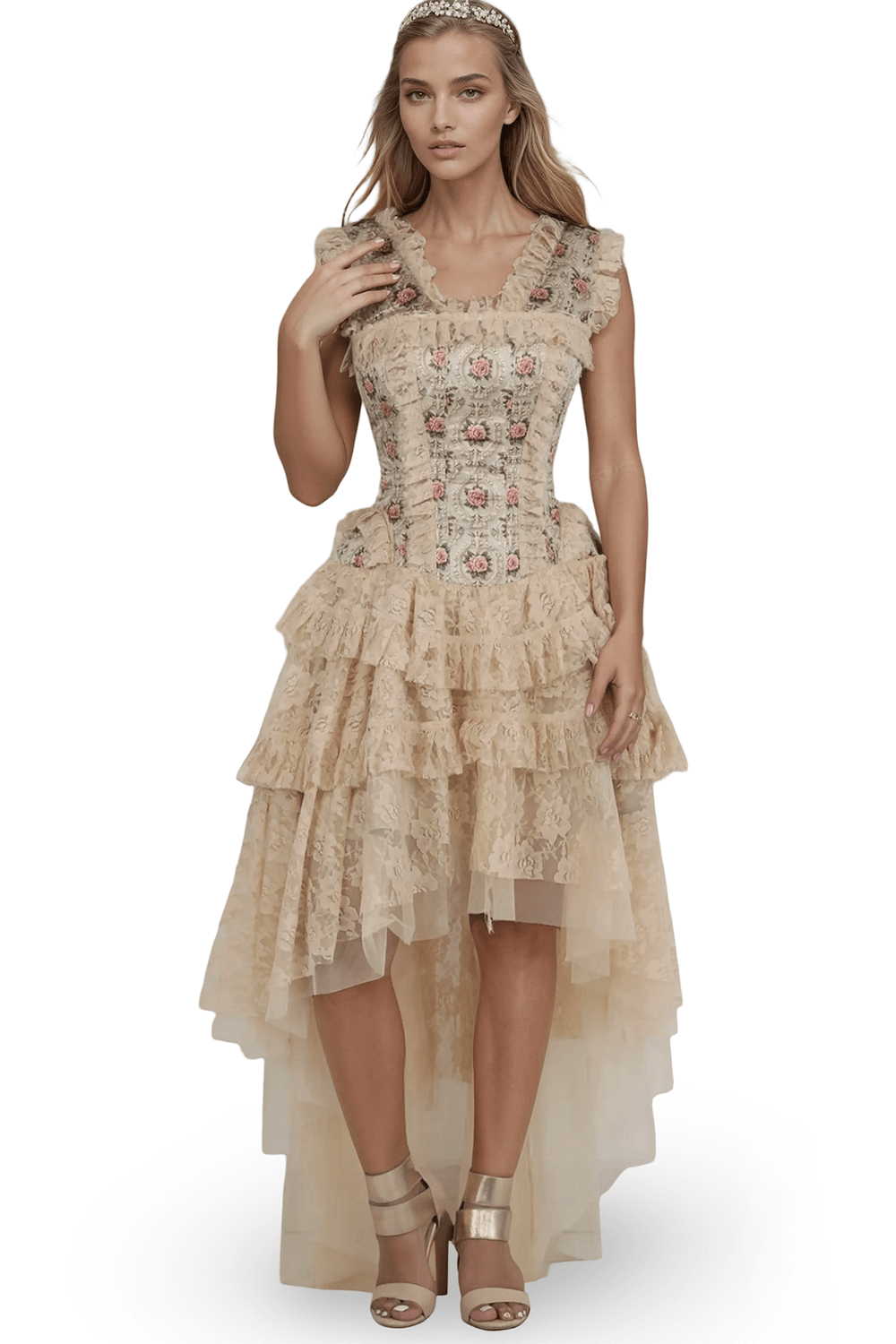 Romantic Rococo Overbust Corset Dress with Lace Skirt