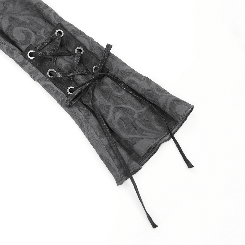 Romantic Sheer Blouse with Lace-Up Waist and Pointed Hem