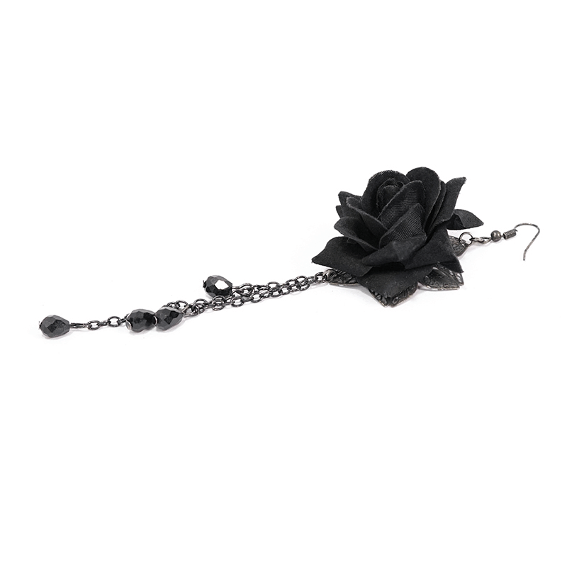 Rose and Chain Cluster Earrings in Gothic Style / Women Alternative Fashion Jewelry