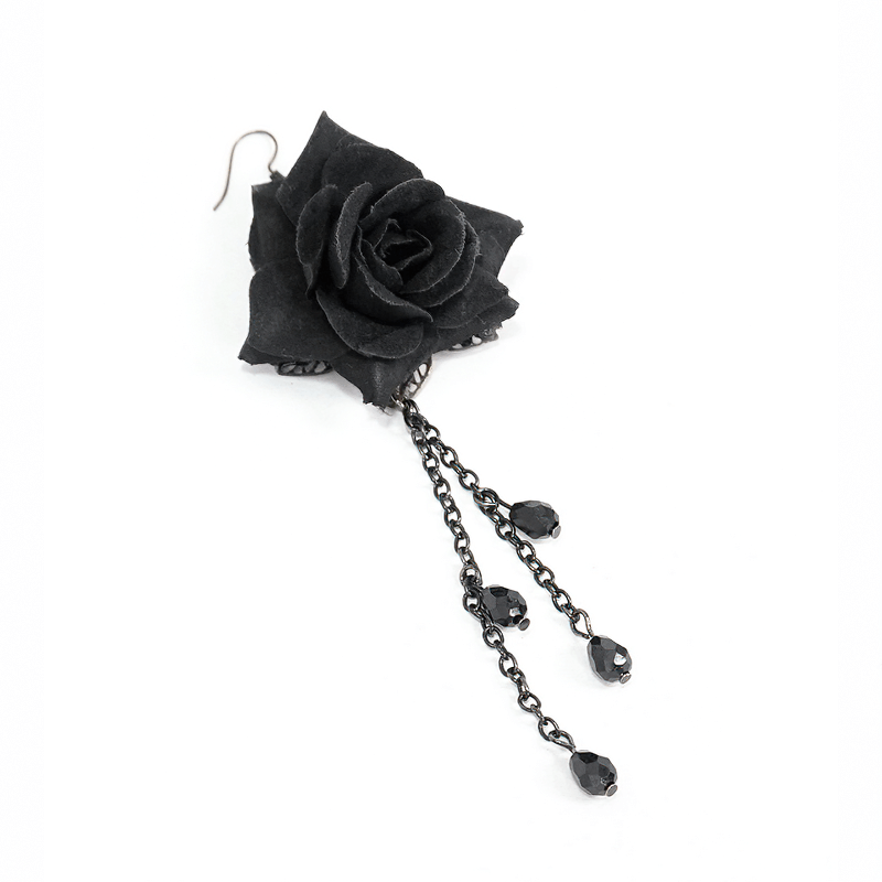 Rose and Chain Cluster Earrings in Gothic Style / Women Alternative Fashion Jewelry