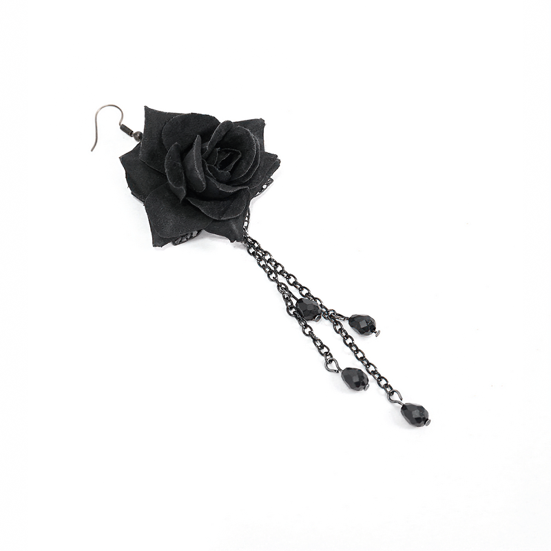 Rose and Chain Cluster Earrings in Gothic Style / Women Alternative Fashion Jewelry