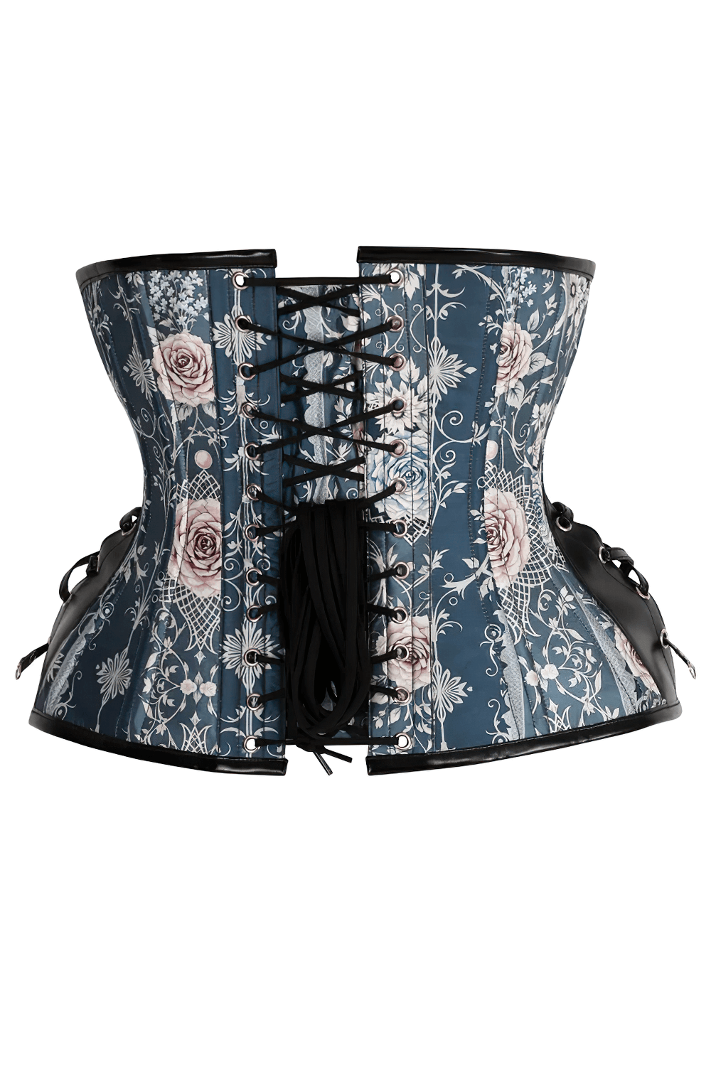 Rose Obscura Waist Trainer Corset with Faux Leather Trims