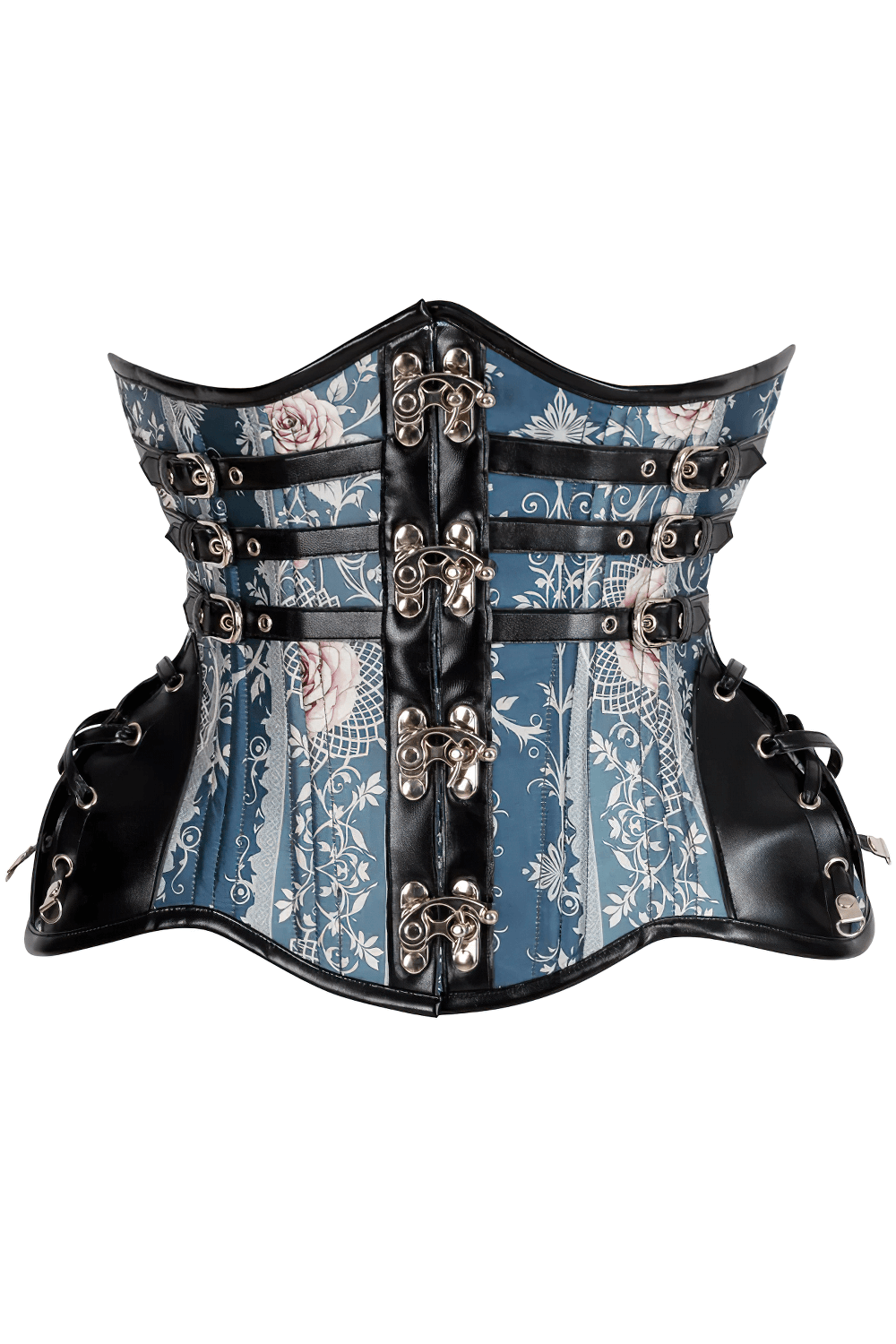 Rose Obscura Waist Trainer Corset with Faux Leather Trims