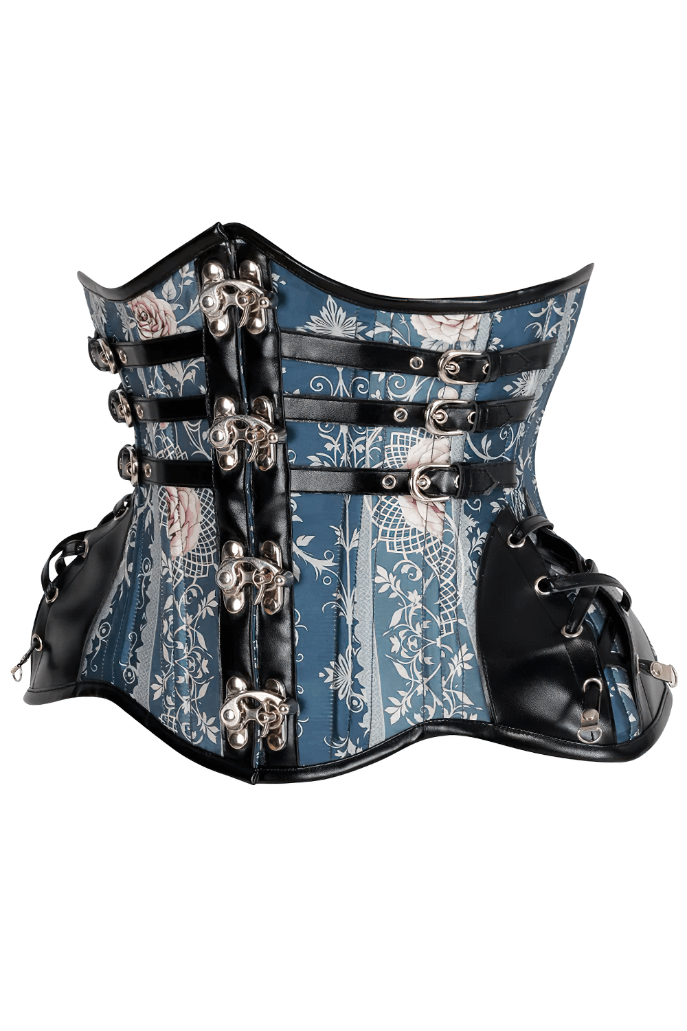 Rose Obscura Waist Trainer Corset with Faux Leather Trims