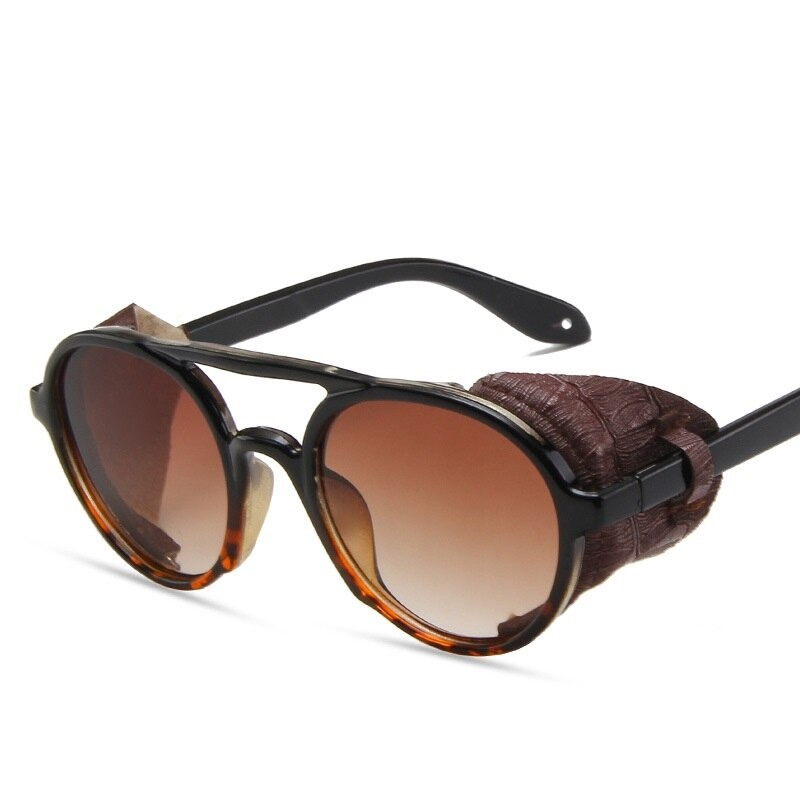 Round Steampunk Sunglasses for Men and Women / Vintage Glasses with Plastic Frame
