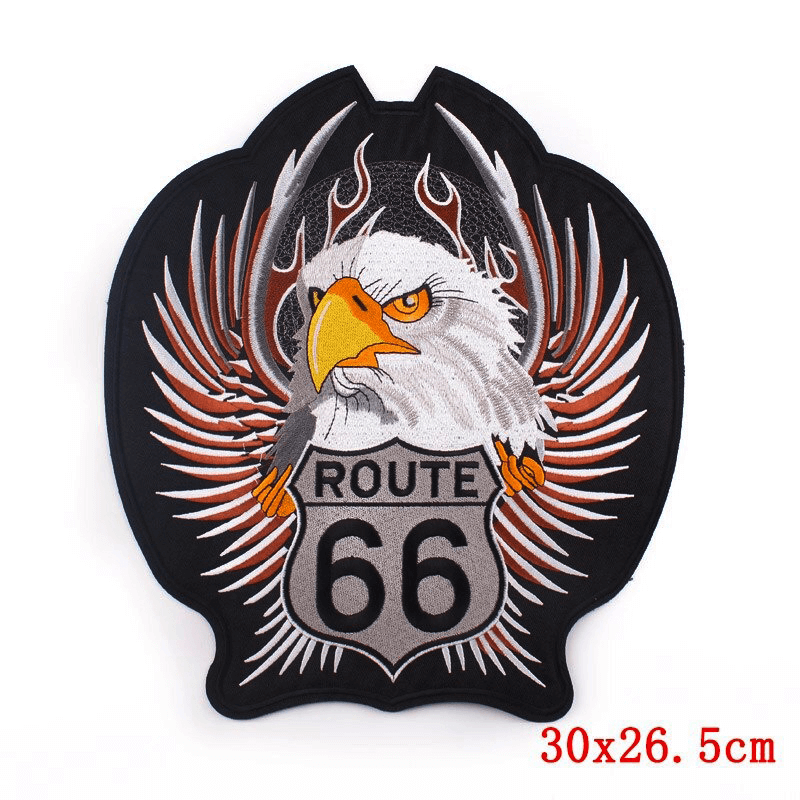 Route 66 Print Iron-On Patch For Jackets / Unisex Large Embroidered Biker Patches For Clothes