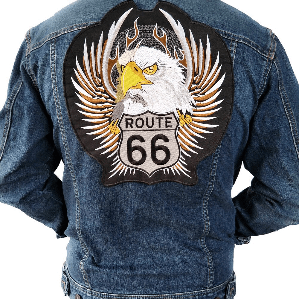 Route 66 Print Iron-On Patch For Jackets / Unisex Large Embroidered Biker Patches For Clothes
