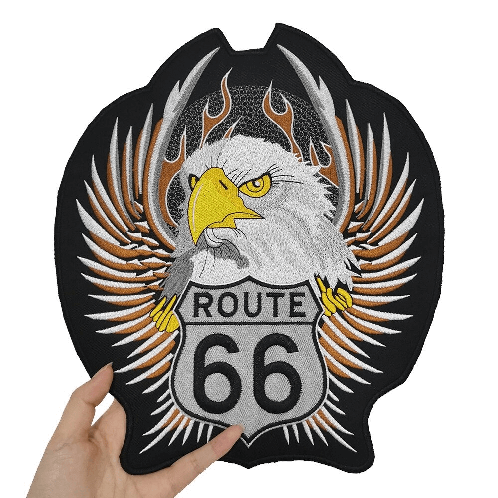 Route 66 Print Iron-On Patch For Jackets / Unisex Large Embroidered Biker Patches For Clothes