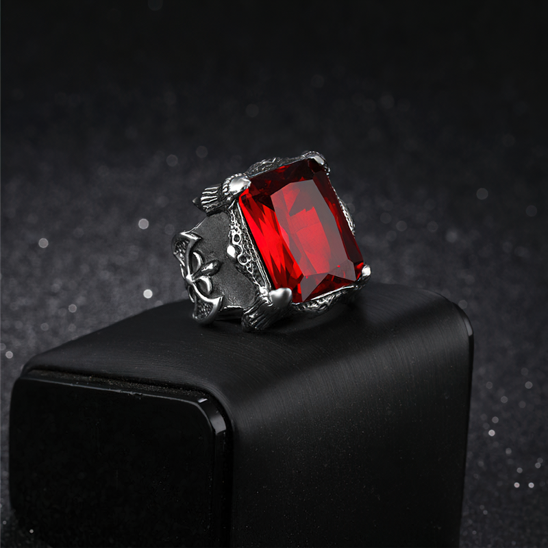 Royal Square Blood Red Ring for Men and Women / Unique Zircon Top Grade Ring