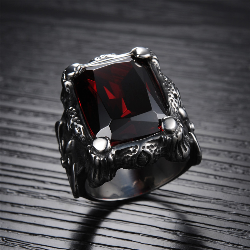 Royal Square Blood Red Ring for Men and Women / Unique Zircon Top Grade Ring