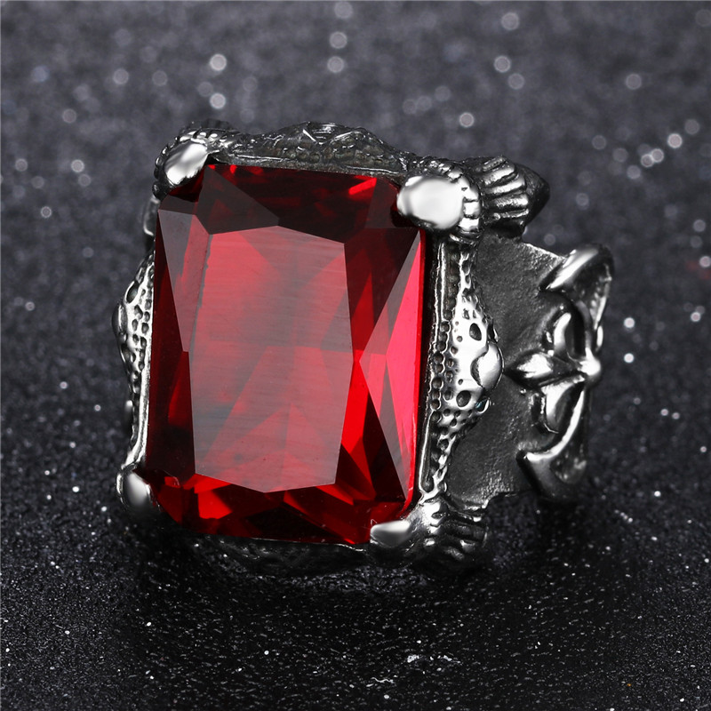 Royal Square Blood Red Ring for Men and Women / Unique Zircon Top Grade Ring