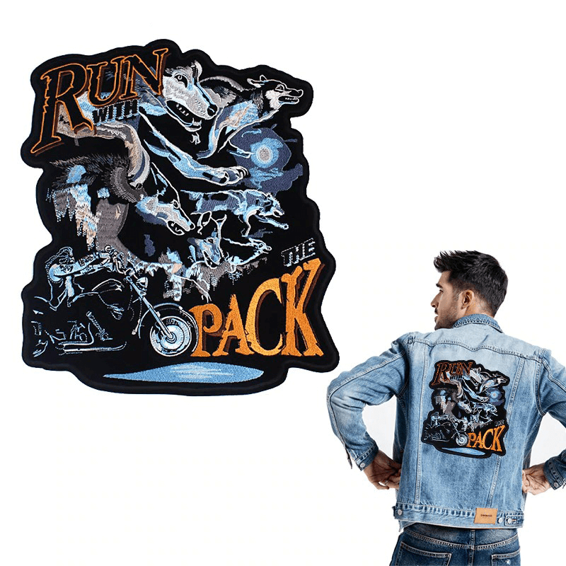 Run with Wolves Iron-On Patch For Jackets / Large Embroidered Biker Patches For Clothes