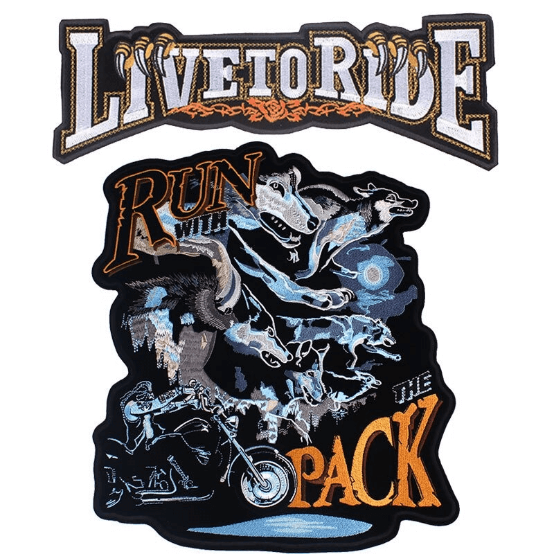 Run with Wolves Iron-On Patch For Jackets / Large Embroidered Biker Patches For Clothes