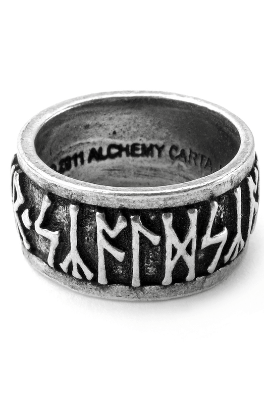 Runic Metal-Wear Ring with Deep-Cut Nordic Runes
