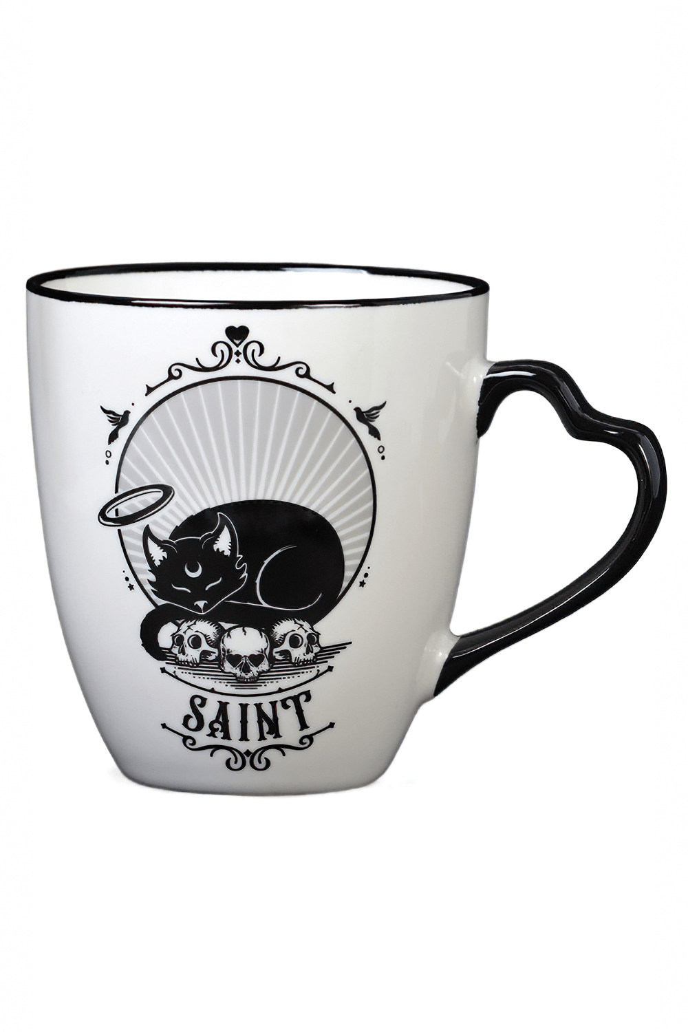 "Saint and Sinner" Double-Sided Mug - Gothic Cat Design