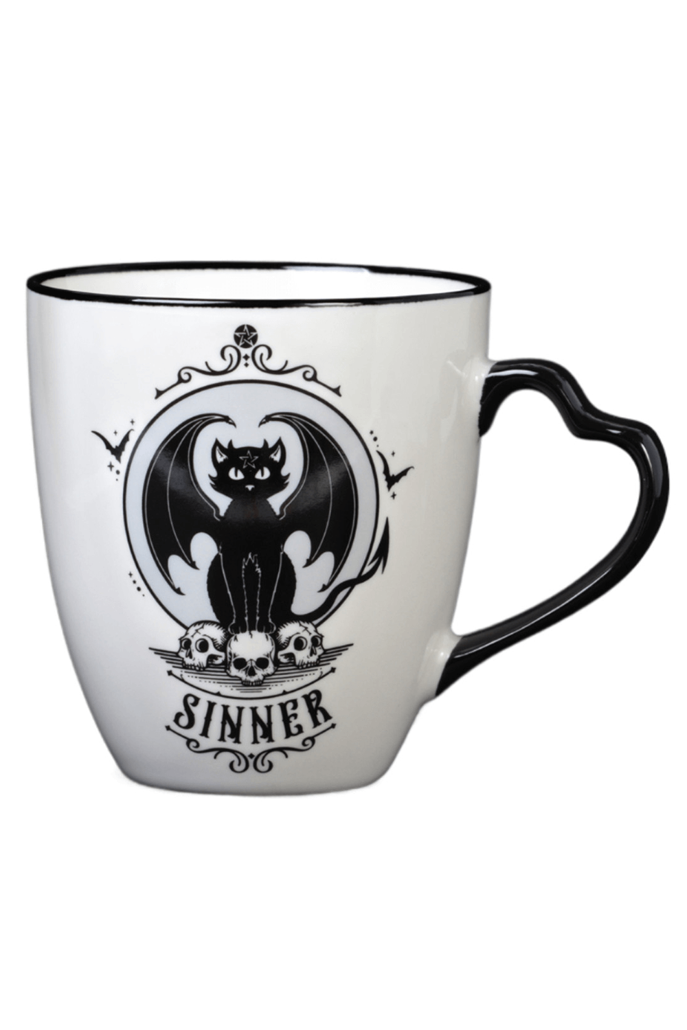 "Saint and Sinner" Double-Sided Mug - Gothic Cat Design