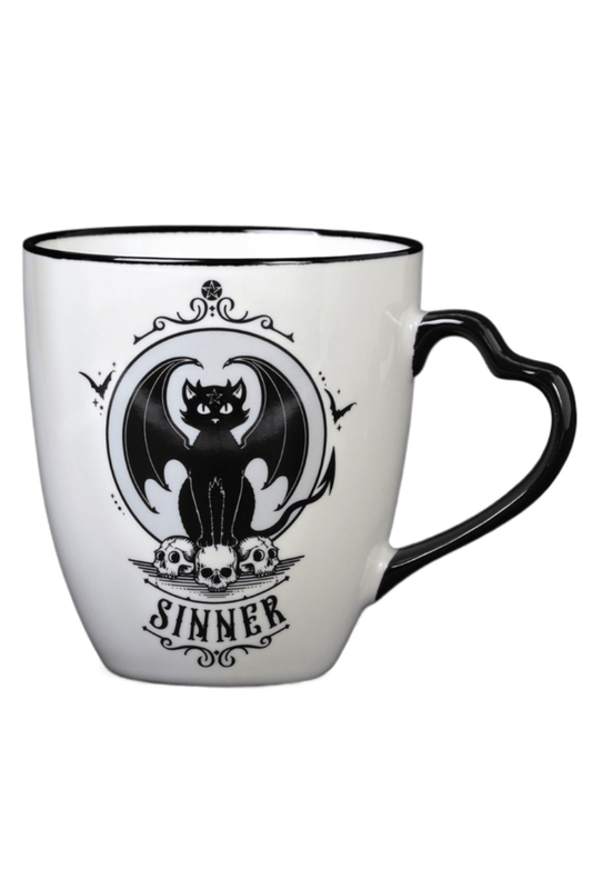 "Saint and Sinner" Double-Sided Mug - Gothic Cat Design