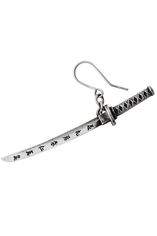 Samurai Katana Sword Earring with Bushido Engraving