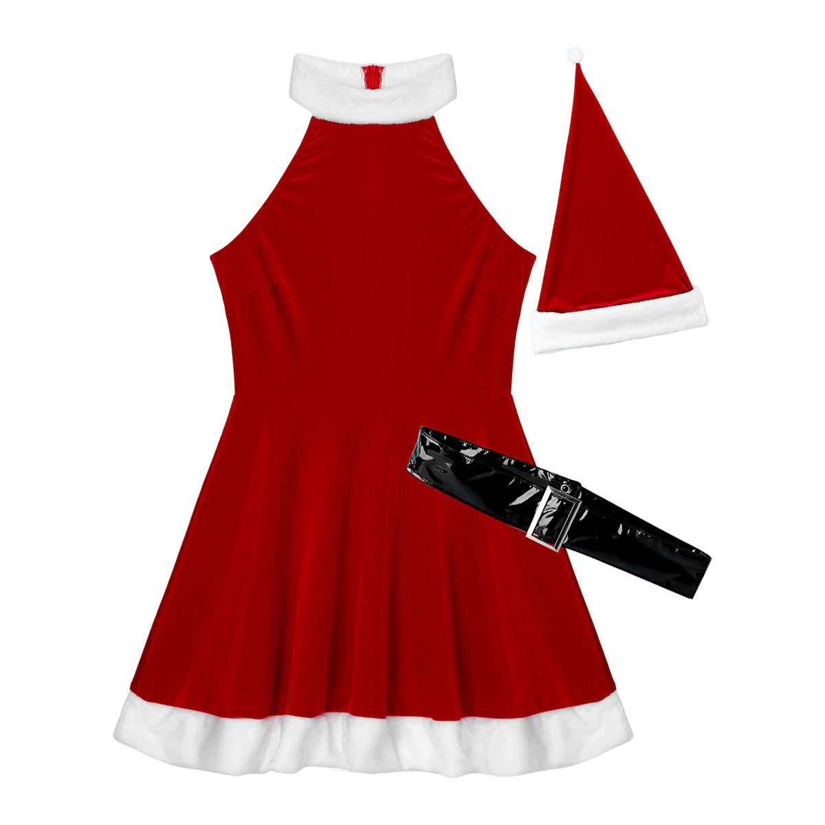Santa Xmas Women's Cosplay Costume / Fashion Party Dress with Hat and Belt for Dress Up
