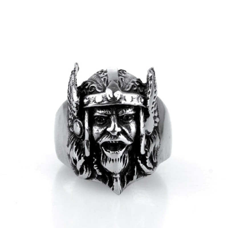 Scandinavian Ring with Odin's Head / Women and Men Stainless Steel Ring