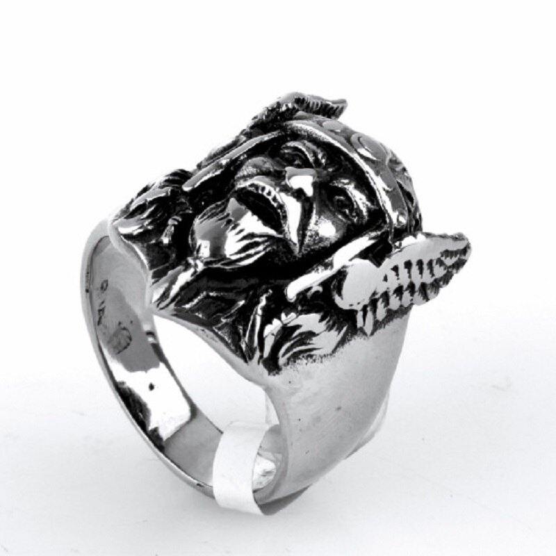 Scandinavian Ring with Odin's Head / Women and Men Stainless Steel Ring