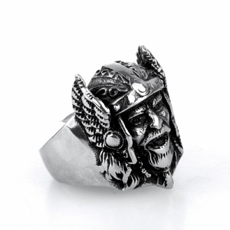 Scandinavian Ring with Odin's Head / Women and Men Stainless Steel Ring