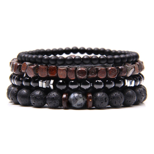 Set bracelets Natural stone beads and wood / Unisex pulseras bracelets