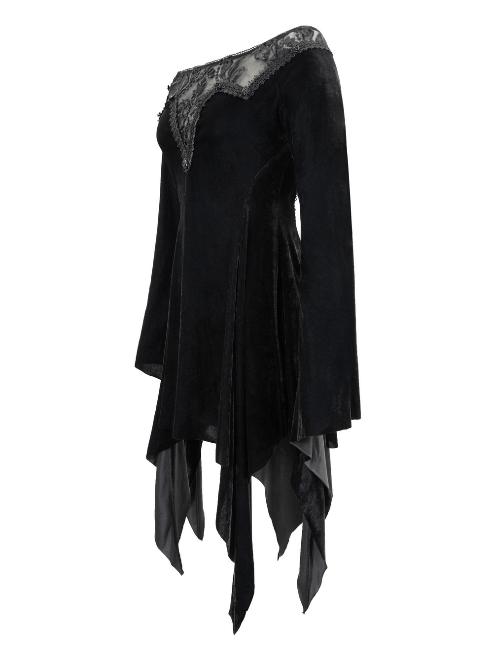 Sexy Asymmetrical Black Long Sleeve Dress / Women's Stylish Open Shoulder Dress in Gothic Style