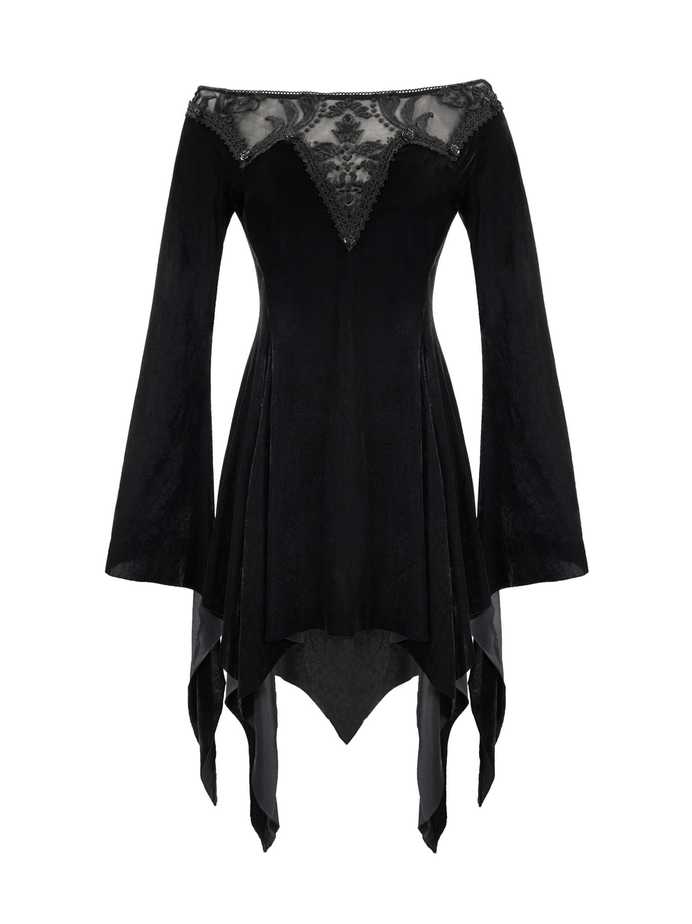 Sexy Asymmetrical Black Long Sleeve Dress / Women's Stylish Open Shoulder Dress in Gothic Style
