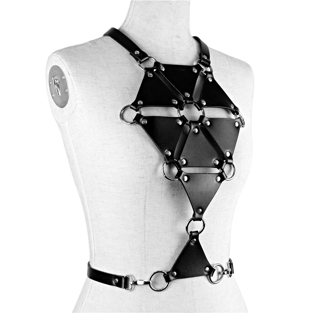 Sexy Black Cosplay Chest Harness / Women's Sexy BDSM Pu Leather Accessories