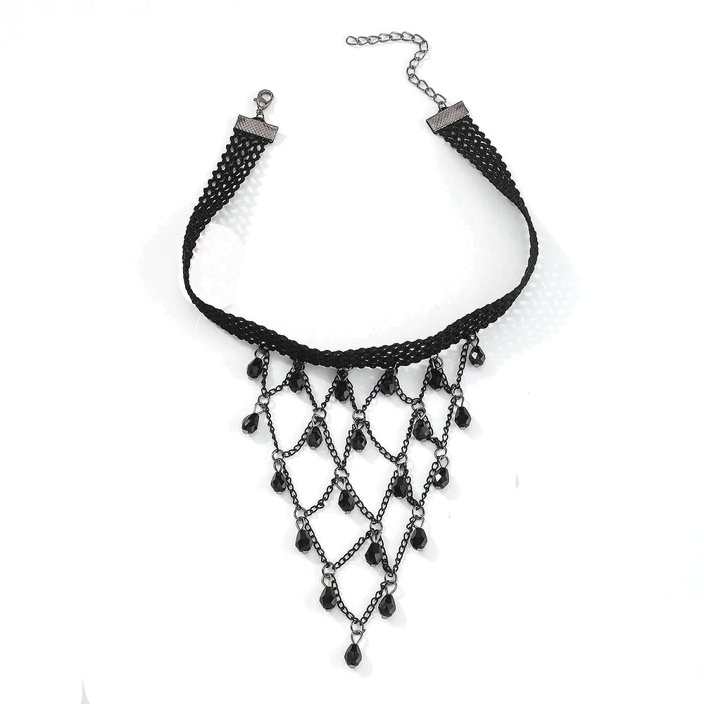 Sexy Black Lace Necklace for Women / Short Choker Necklace / Steampunk Style Jewelry