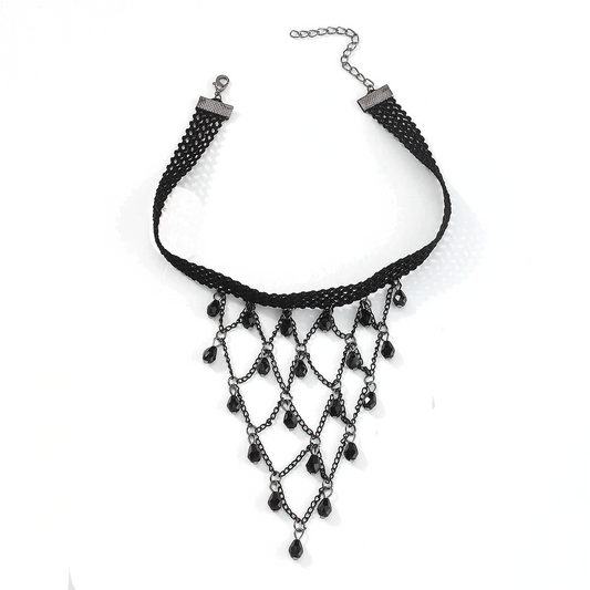Sexy Black Lace Necklace for Women / Short Choker Necklace / Steampunk Style Jewelry