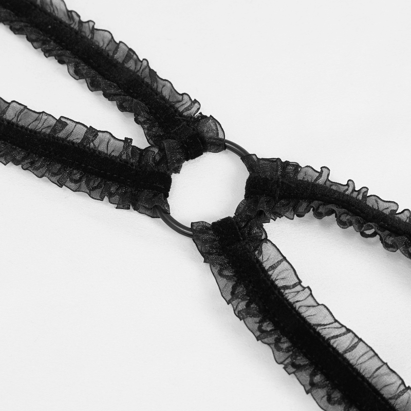 Sexy Black Split Two-Piece Lingerie Set / Gothic Women's Lingerie with Hollow out Bra