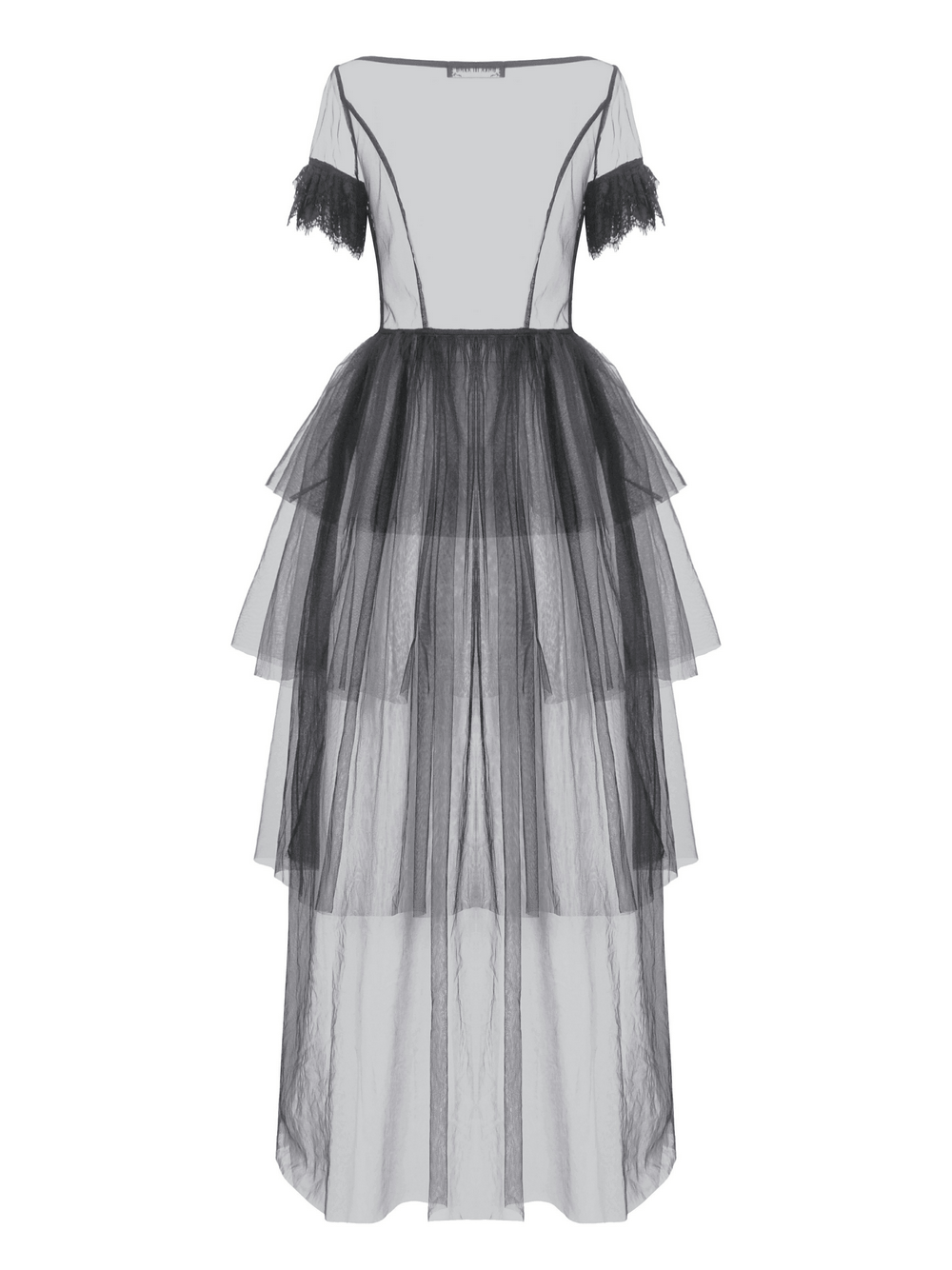 Sexy Black Tulle Gothic Dress with Lace Details and Layers