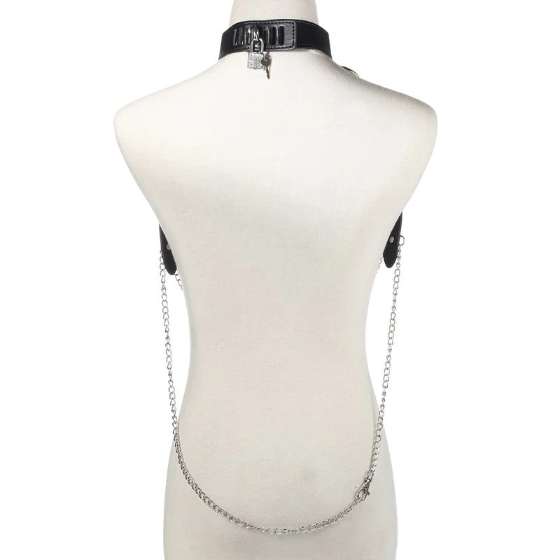 Sexy Body Chest Harness for Women with Many Chains / Body Harness Accessory in Gothic Fashion