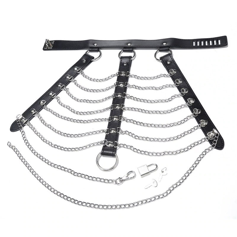 Sexy Body Chest Harness for Women with Many Chains / Body Harness Accessory in Gothic Fashion
