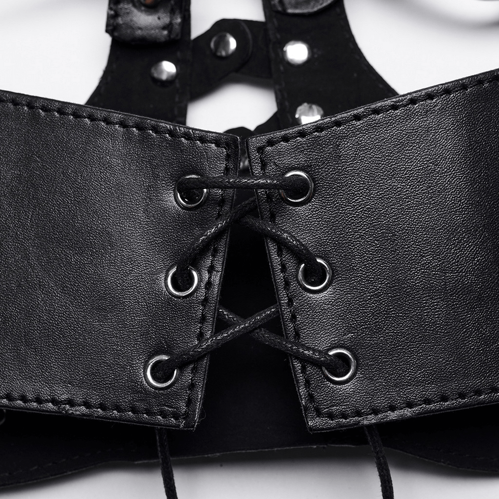 Sexy Faux Leather Gothic Strapped Bustier Top