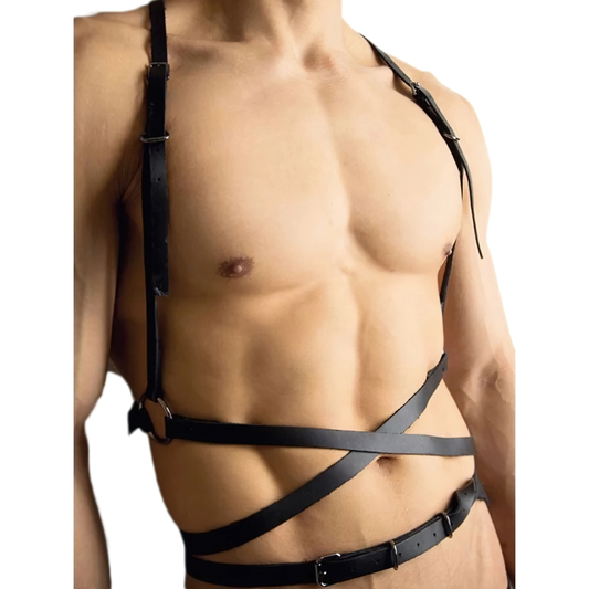 Sexy Fetish Male Leather Harness / Erotic Body Chest Harness For Men / Punk Style Belts for Cosplay