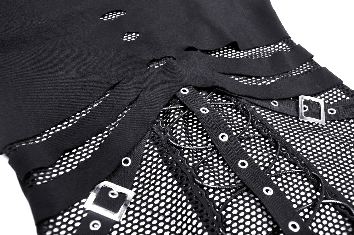 Sexy Fishnet Sweatshirt with Edgy Hardware Details