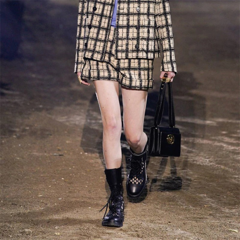 Sexy Genuine Leather Women's Pumps / Retro Women's Shoes with Metal Buckles and Round Toe