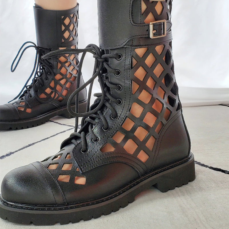 Sexy Genuine Leather Women's Pumps / Retro Women's Shoes with Metal Buckles and Round Toe