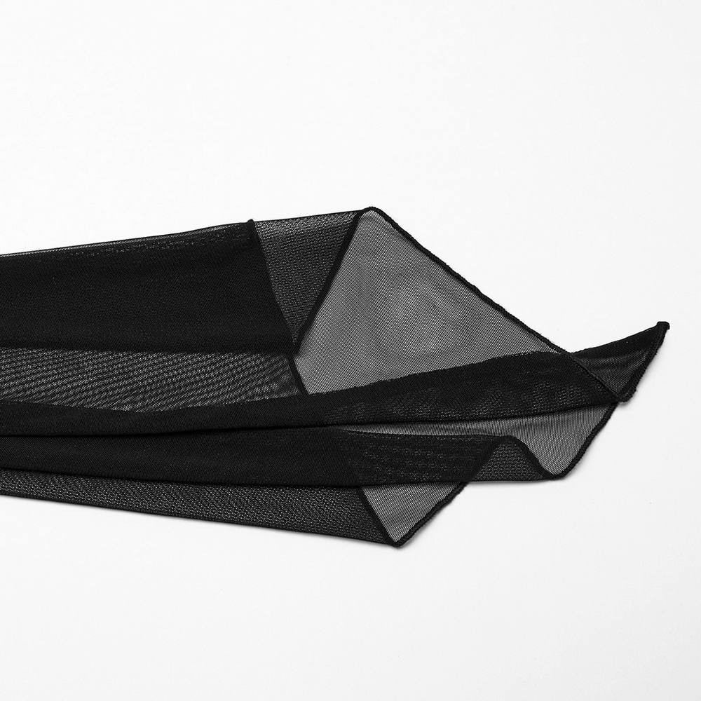 Sexy Goth Mesh Dress with Ruffle and Fishtail Hem Design