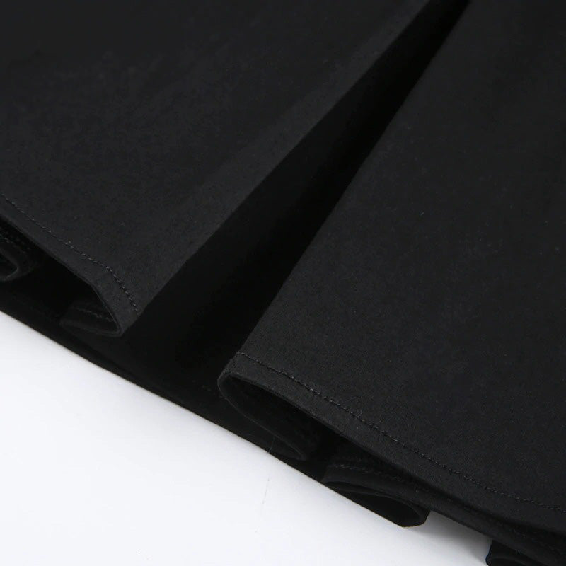 Sexy Gothic Black Mini Skirt /  Women's Pleated High Waist Skirt with Rivets