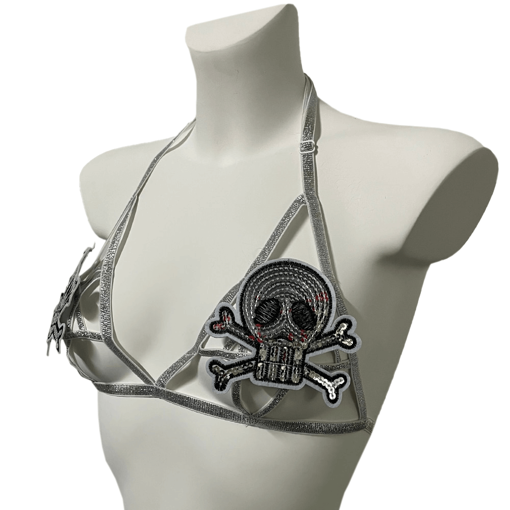 Sexy Gothic Body Harness for Women / Erotic Female Cupless Elastic Harness Bra