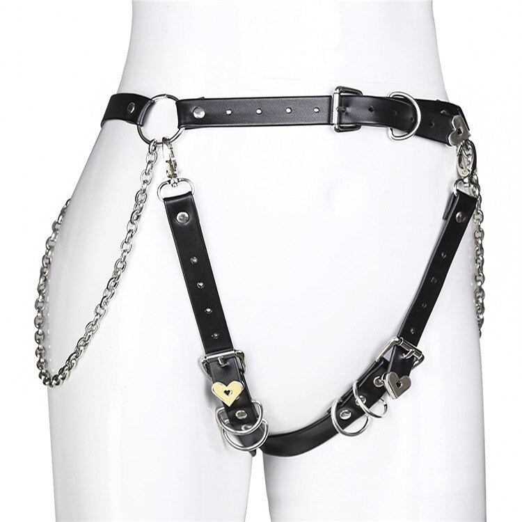 Sexy Gothic Femdom Belts / Pastel Goth With Chains Waist Body Bondage / Women Body Harness
