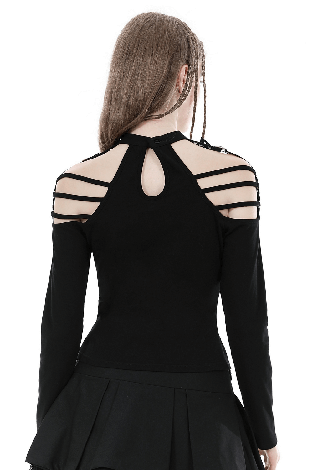 Sexy Gothic Off-Shoulder Top with Long Sleeves