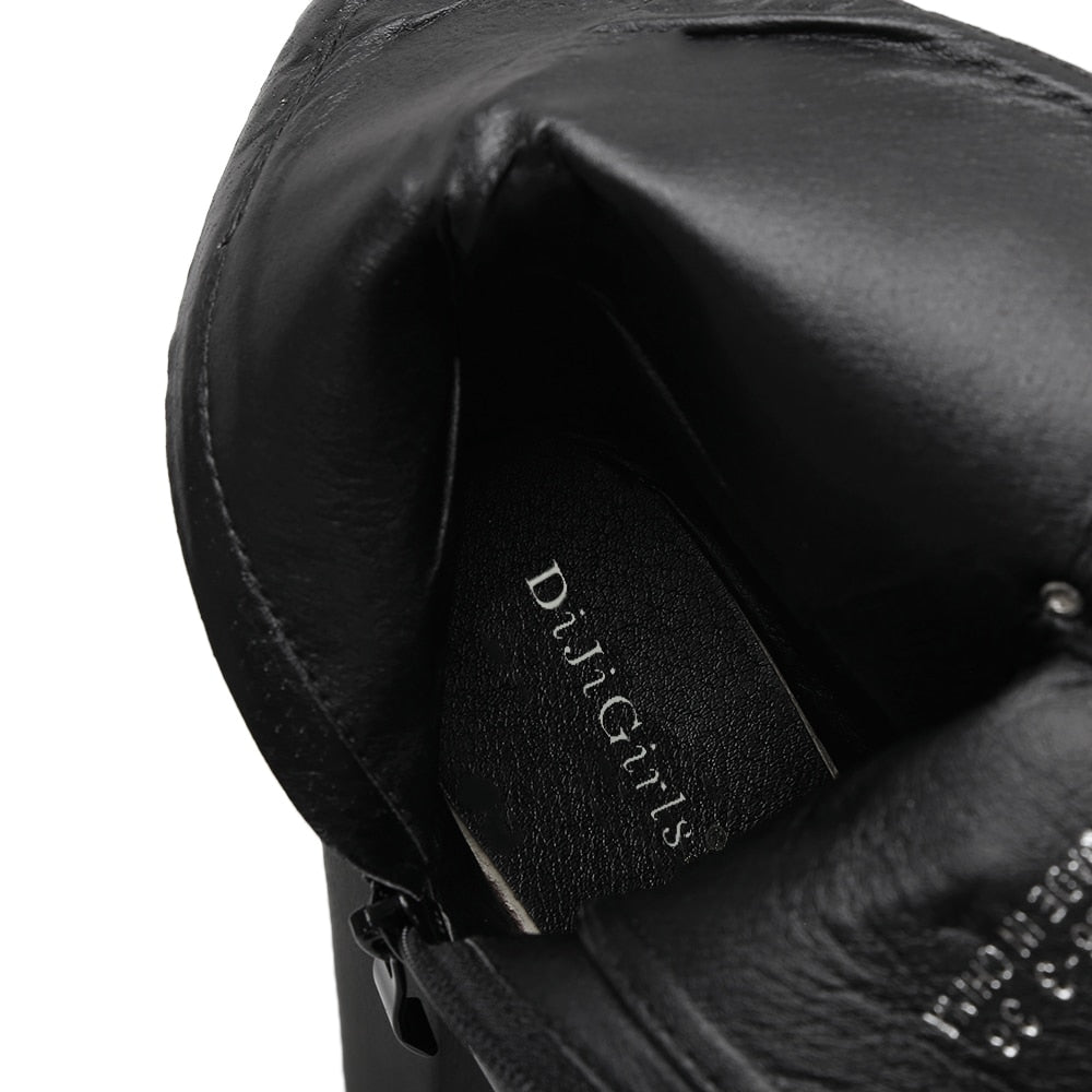 Sexy High Heel Womens Boots / Classic Waterproof Black Platform Boots